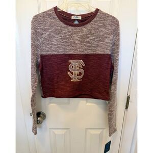 NWT Florida State University Crop Top Long Sleeves NUYU Womens Size Large